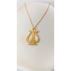 Ασημένιο κολιέ επιχρυσωμένο - Λύρα (μεγάλο μέγεθος) (SN143)